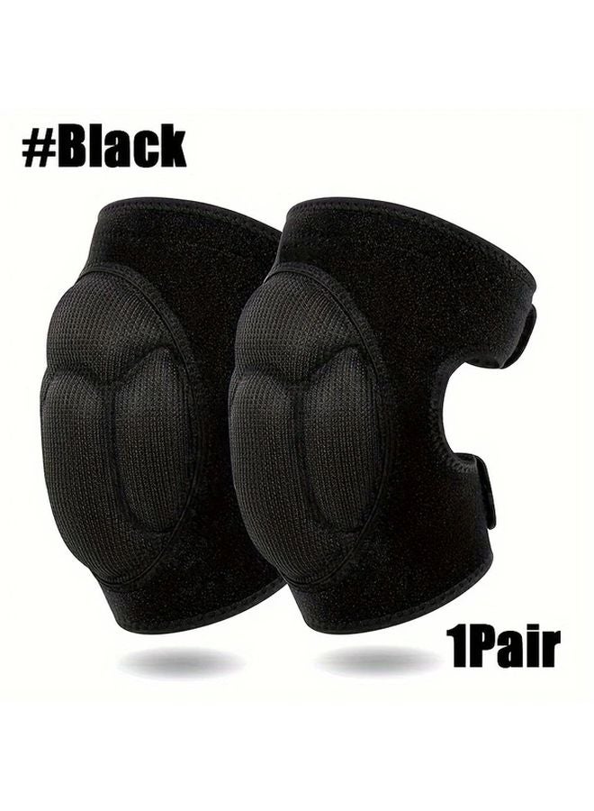 Heavy Duty Adjustable Knee Pads Black L Cushioned Pull On For Work Sports - Image 1