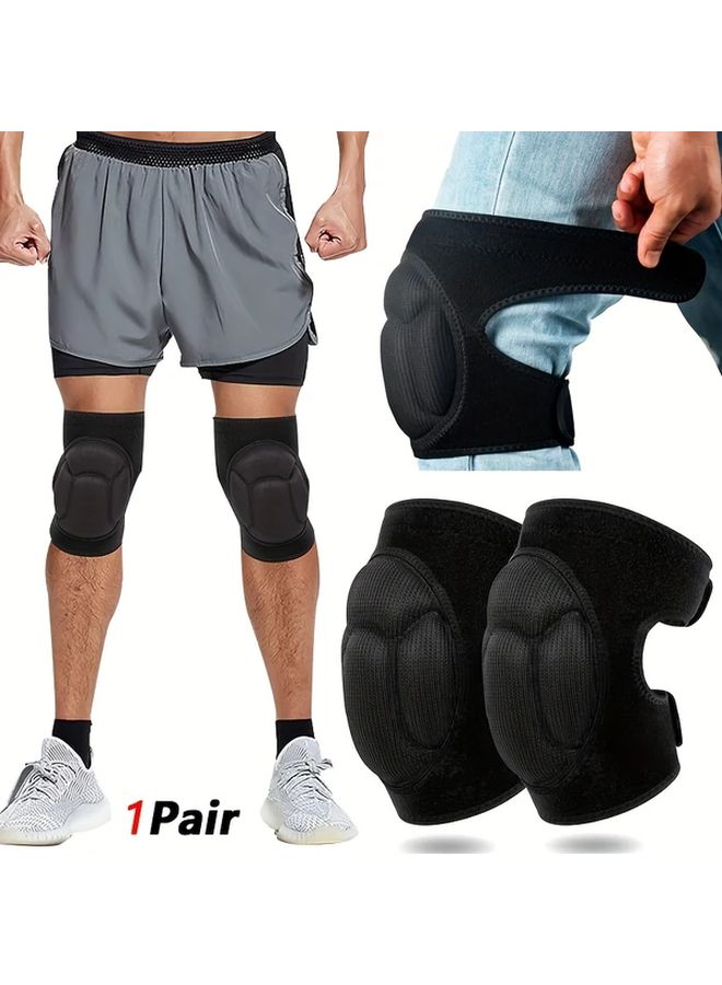 Heavy Duty Adjustable Knee Pads Black L Cushioned Pull On For Work Sports - Image 2