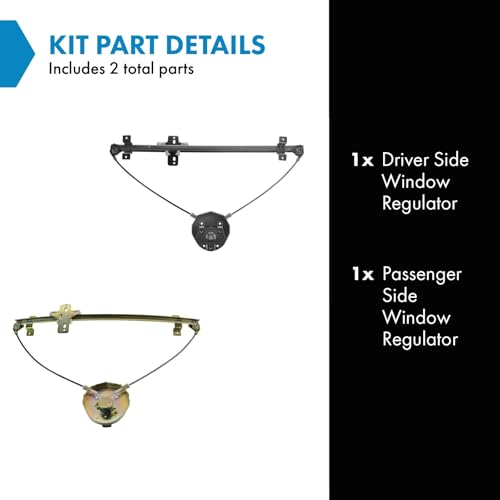 TRQ Driver & Passenger Side Manual Window Regulator Set Compatible with 1998 Chevrolet Tracker 1989-1997 Geo 1989-1998 Suzuki Sidekick - Image 2