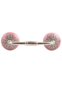 Indian-Shelf IndianShelf 1 Pack Ceramic Pink Drawer Pulls T Bar Vintage Kitchen Cabinet Handles Silver Hardware 4 Hole to Hole Dresser Door Handle BH357CK769  - Image 1