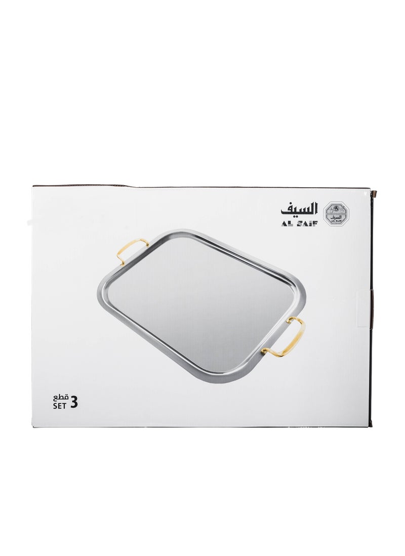Three different sizes of metal tabasi set from the original Saif Company