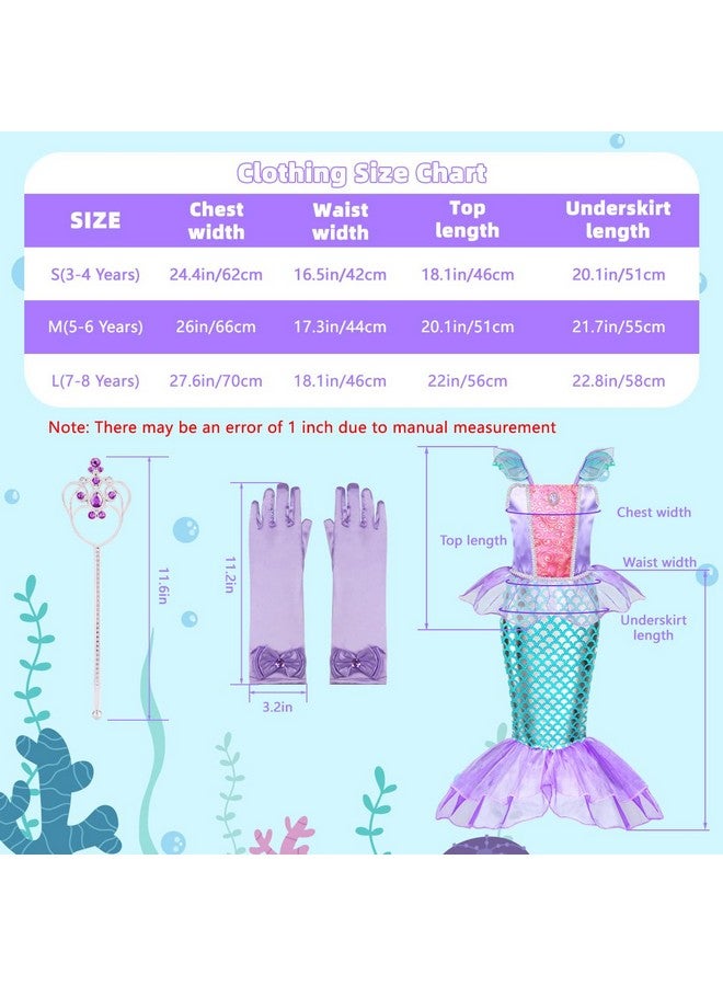 Meland Meland Mermaid Dress for Girls - Little Mermaid Costume for Girls with Bag Princess Dresses for Girls 3-8 Birthday Gift Purple GZQ008  - Image 3