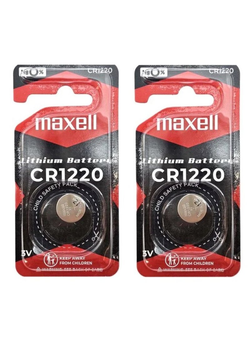 Maxell CR1220 Lithium 3V Japan Batteries - 2 Pieces