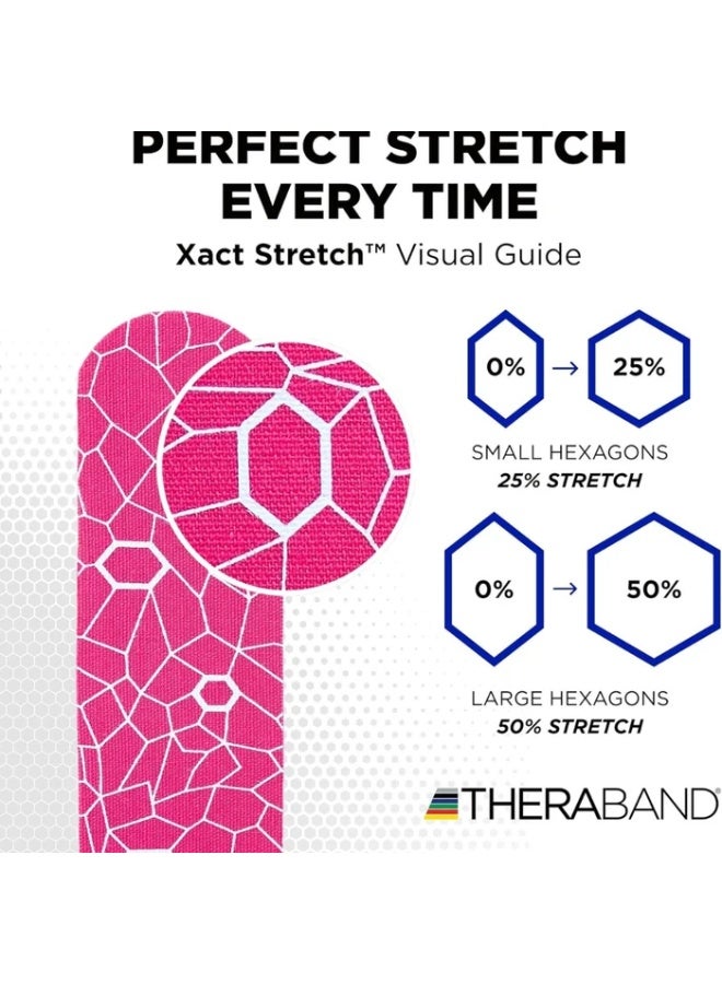TheraBand Kinesiology Tape, Waterproof Physio Tape for Muscle & Joint Support with XactStretch Technology, Pink/White - Image 3
