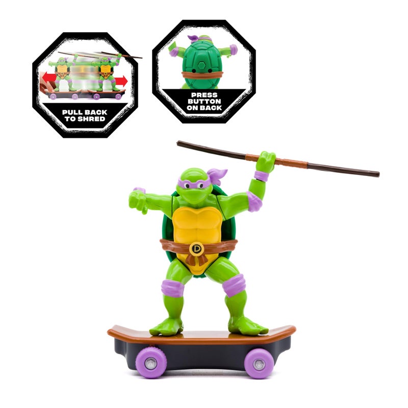 Teenage Mutant Ninja Turtles Toy, Donatello Sewer Shredder Pullback Skateboard, Classic Edition 5-Inch TMNT Figure for Kids, Ages 3+ - Image 3