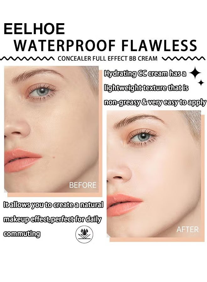 EELHOE CC Color Correcting Full Coverage Cream SPF 50+, CC Cream Foundation, Lightweight Full Coverage Hydrating Serum, Control Oil And Moisturize Waterproof Long Lasting Matte Color Correcting Cream (LIGHT) - Image 3