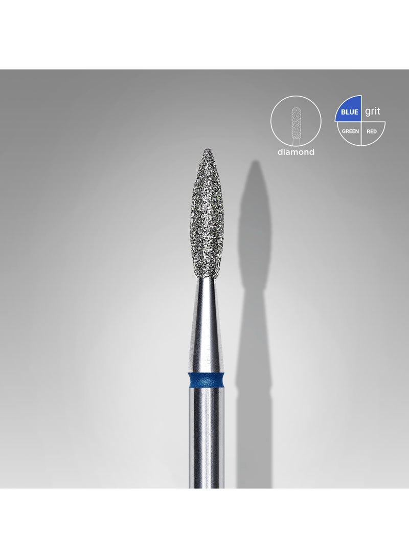 STALEKS PRO Diamond Nail Drill Bit Pointed Flame Blue EXPERT | head diameter 2.1 mm / working part 8 mm - Image 1