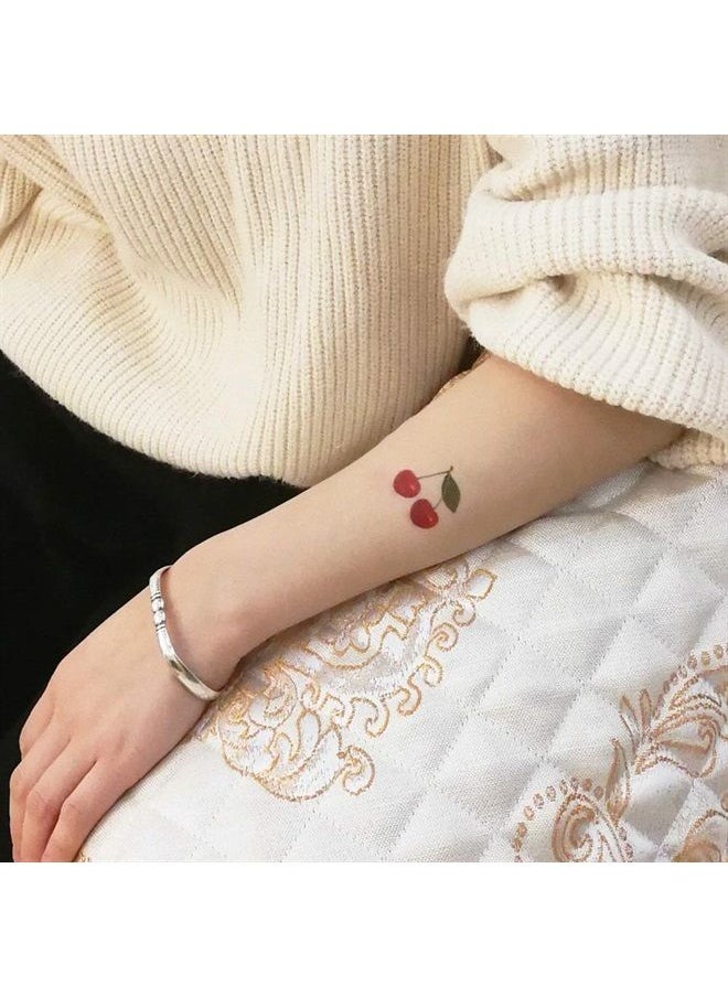Yesallwas cute Fruit Temporary Tattoo for Women Body Kids 8 sheet Waterproof Art Fake Tattoo Stickers Assorted Red Strawberry Cherry Purple Grapes Tattoo  - Image 2