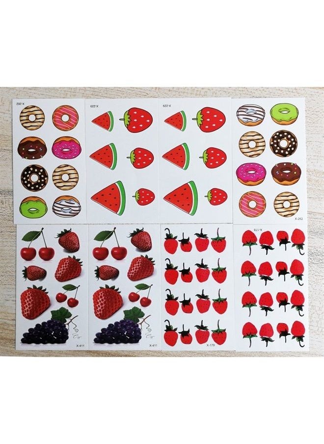 Yesallwas cute Fruit Temporary Tattoo for Women Body Kids 8 sheet Waterproof Art Fake Tattoo Stickers Assorted Red Strawberry Cherry Purple Grapes Tattoo  - Image 3