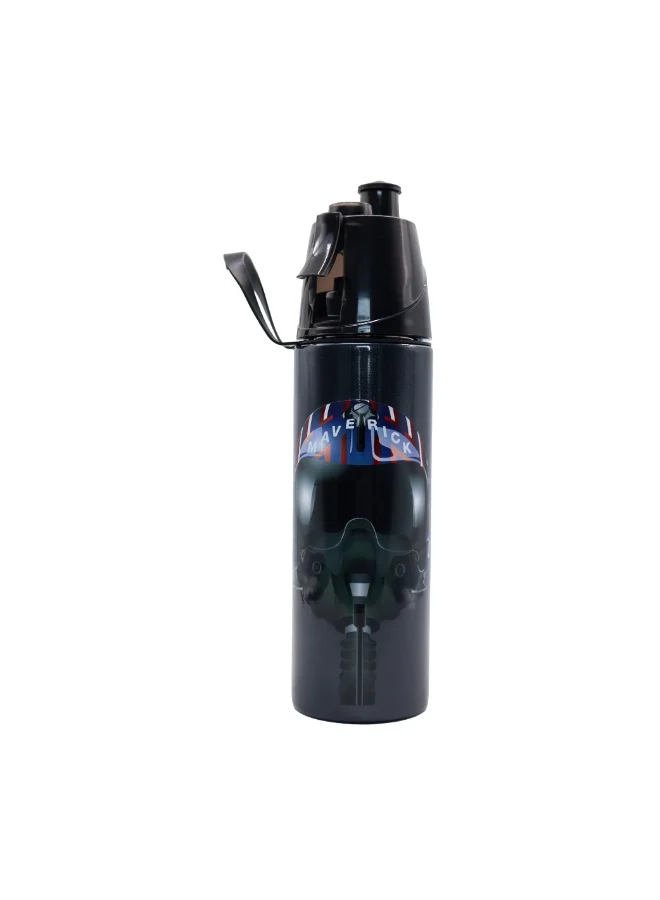 مون MOON Licensed Top Gun Water Bottle with Spray Mist | Cooling Spray | BPA-Free  Stainless Steel | Leak-Proof for School, Camping, Hiking, Outdoor Play | Boys Water Bottle |500ml