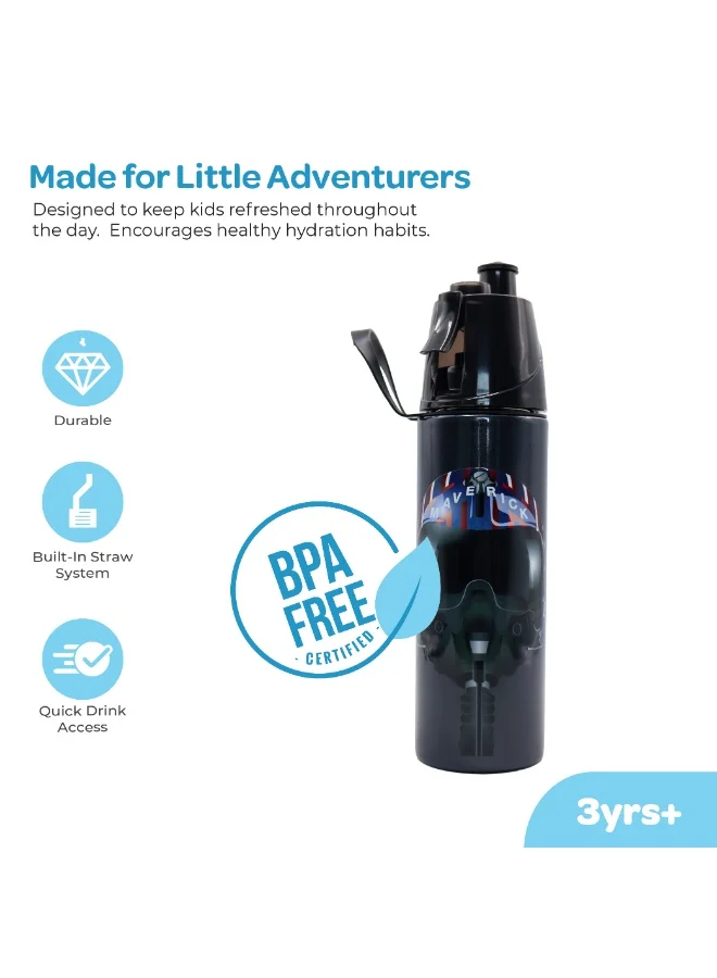 مون MOON Licensed Top Gun Water Bottle with Spray Mist | Cooling Spray | BPA-Free  Stainless Steel | Leak-Proof for School, Camping, Hiking, Outdoor Play | Boys Water Bottle |500ml
