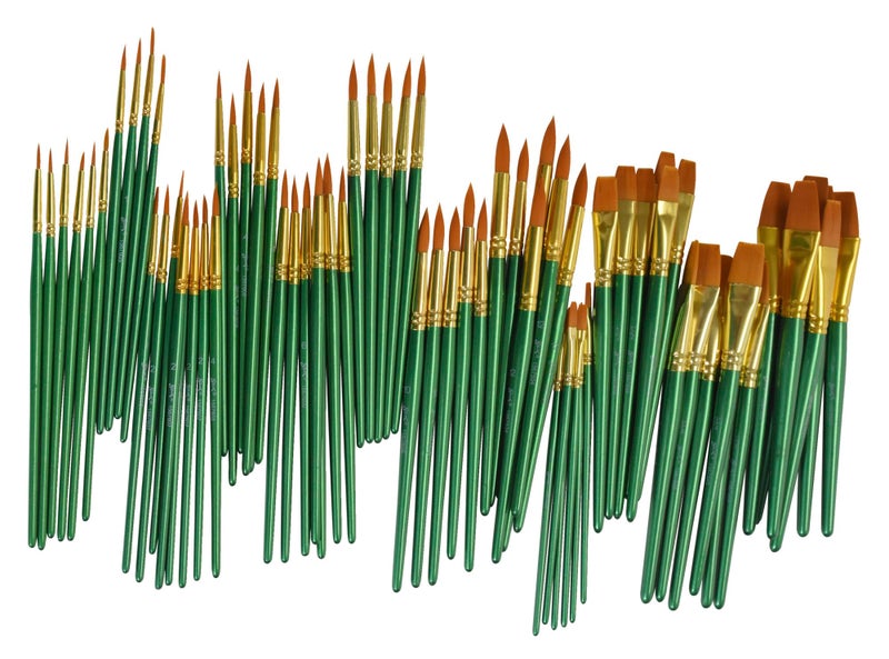 Sax Optimum Golden Synthetic Taklon Paint Brushes, Assorted Sizes, Set of 72 - 404637 - Image 2