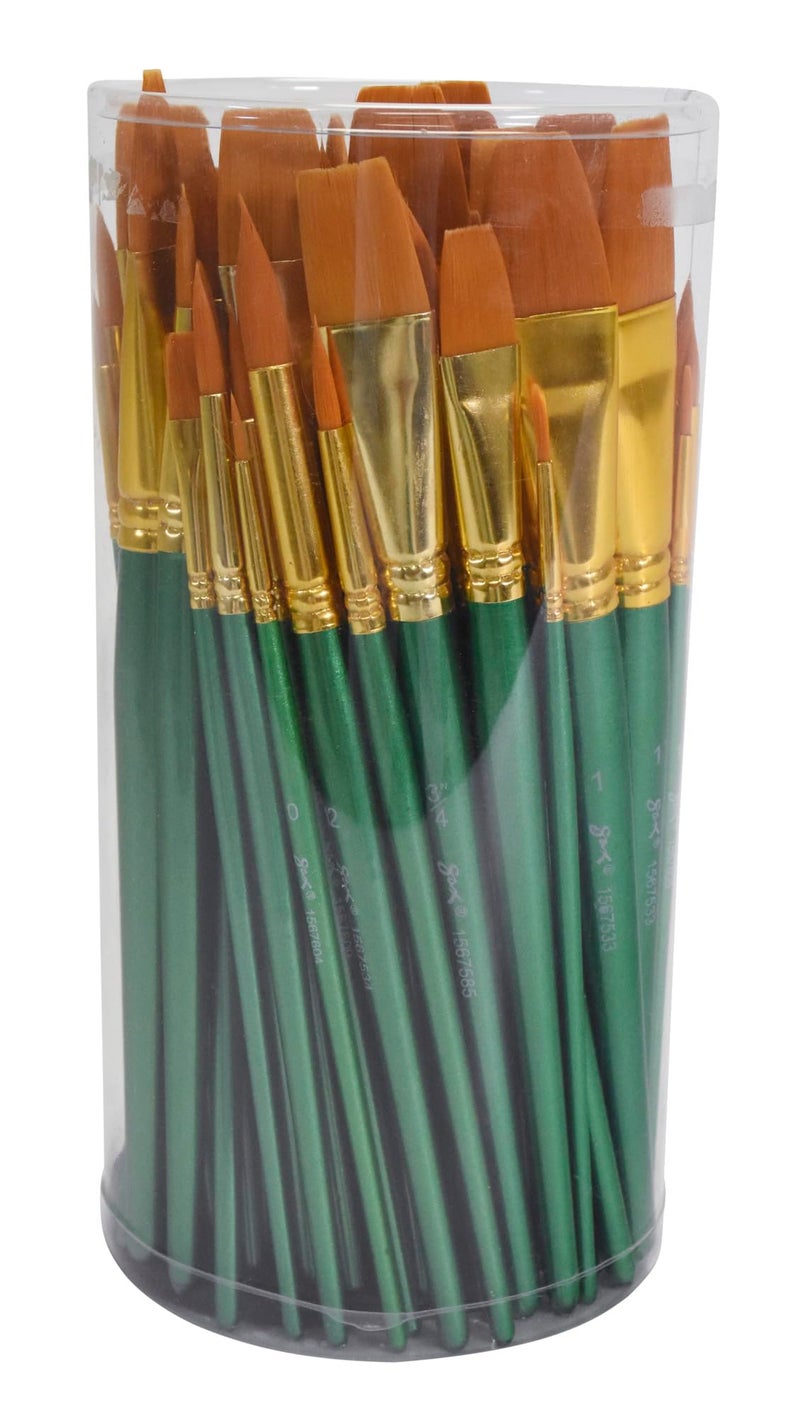 Sax Optimum Golden Synthetic Taklon Paint Brushes, Assorted Sizes, Set of 72 - 404637 - Image 1