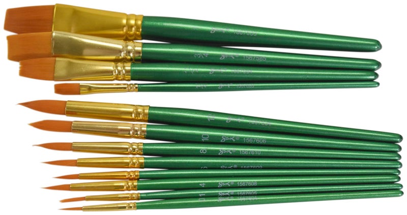 Sax Optimum Golden Synthetic Taklon Paint Brushes, Assorted Sizes, Set of 72 - 404637 - Image 3