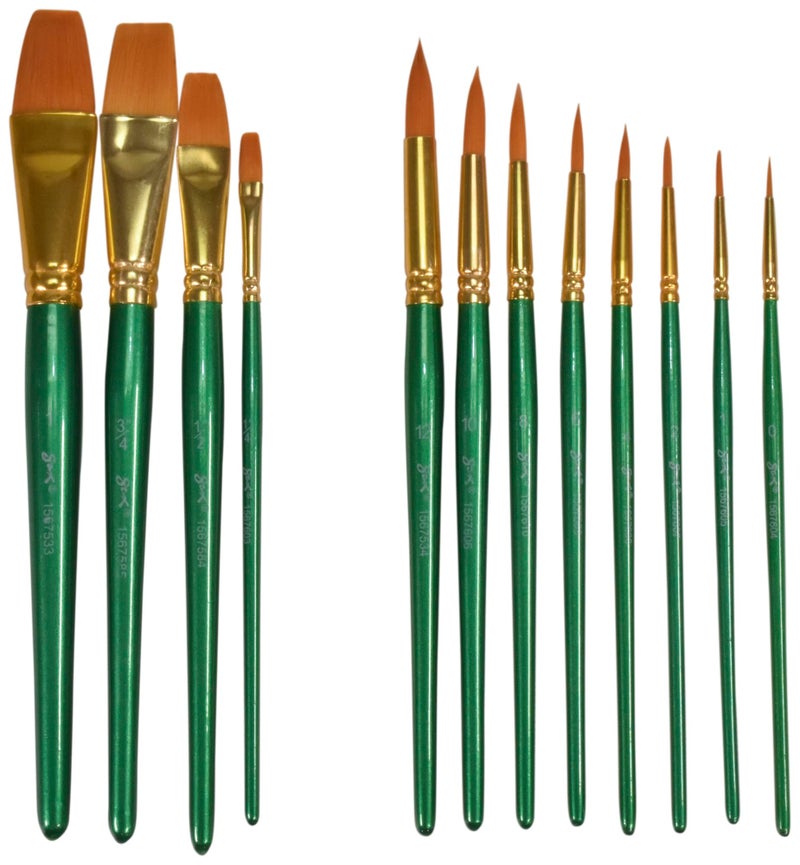 Sax Optimum Golden Synthetic Taklon Paint Brushes, Assorted Sizes, Set of 72 - 404637 - Image 4