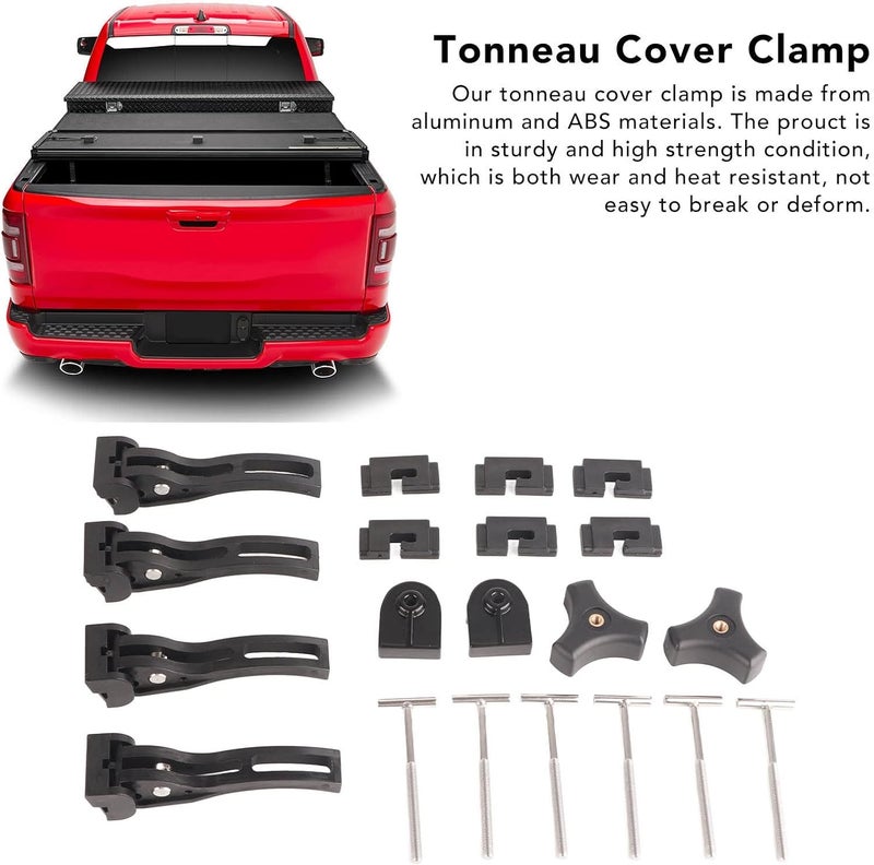 Universal Aluminum Rear Front Clamp Kit for Hard Tri Fold Tonneau Cover, Replacement Clamp Set with 20pcs Including T Bolt and Screws for - Image 5