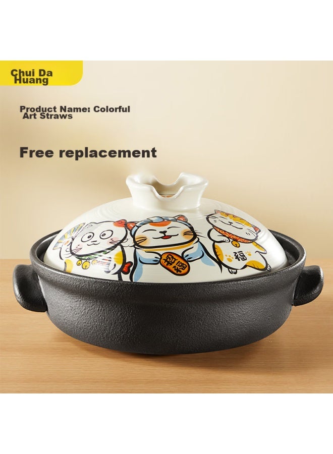 Chuidahuang Style Clay Pot 1.5l Ceramic Pot Heat-resistant For Soup, Medicinal Decoction, Porridge, Rice, Health Tonic, Large-bellied Pot