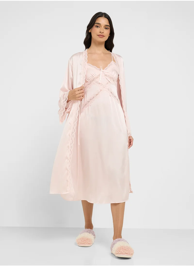 ايلا Night Robe & Slip Dress Set