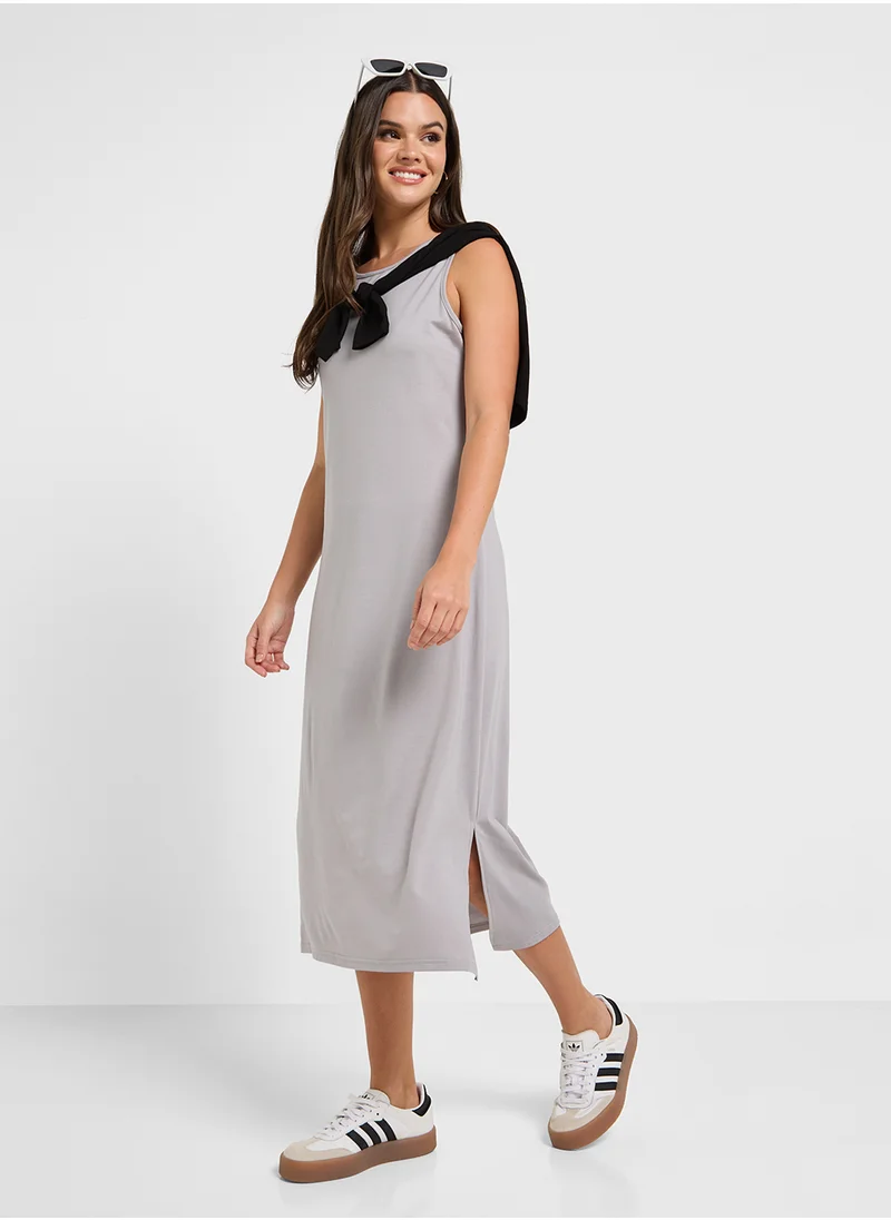 Ginger Basics Sleeveless Relaxed Maxi Dress With Side Slit