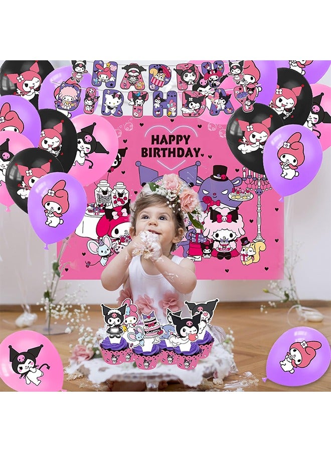 Kuromi Theme Cakes Toppers Set, 3D Cupcake Toppers Birthday Supplies, DIY Cupcake Toppers for Kids Birthday Party Decorations Supplies (Purple) - Image 4