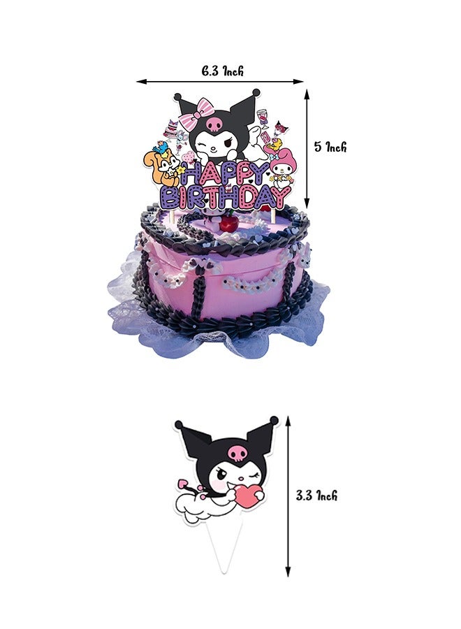 Kuromi Theme Cakes Toppers Set, 3D Cupcake Toppers Birthday Supplies, DIY Cupcake Toppers for Kids Birthday Party Decorations Supplies (Purple) - Image 2