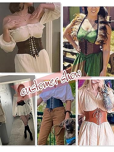 HANERDUN Lace-up Waspie Corset Belts for Women Elastic Waist Belt Tied Retro Wide Belt - Image 5