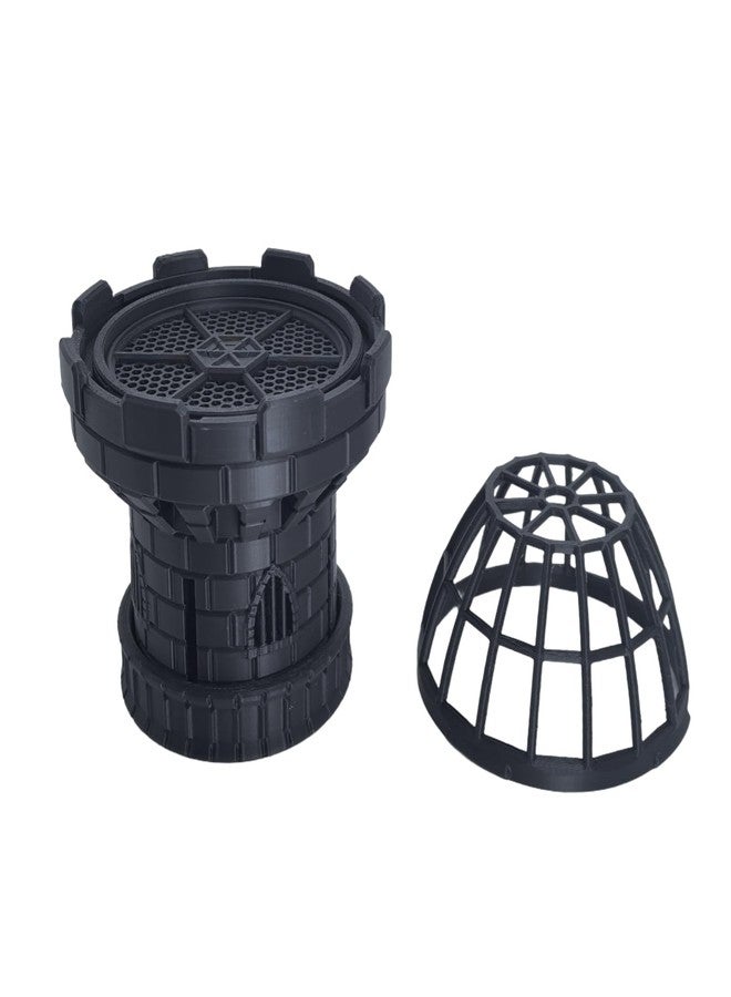 XJPONGC Hand Rotating Dice Tower Tower Dungeons and Dragons RPG abletop Roleplaying Game Jail D&D (Random 7PCS D20 Dice Set Included) Black - Image 4