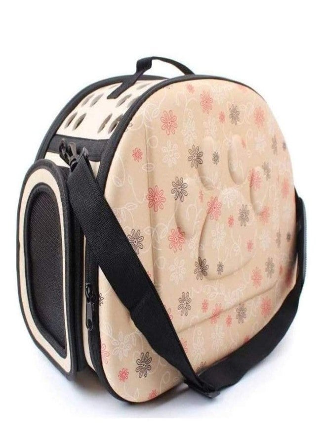 Petlicious & More® Portable Foldable (Beige) Pet Carry Bag Travel Shoulder Puppy Cat Outdoor Carrier Soft EVA Breathable Handbag (17 x 13 Inches) Pet Carrier - Image 1
