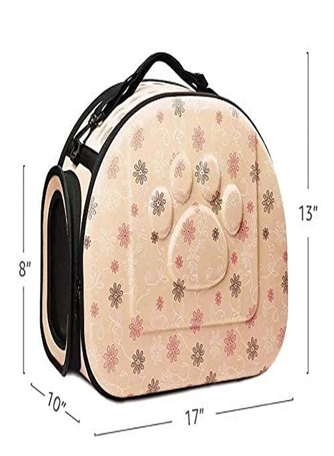 Petlicious & More® Portable Foldable (Beige) Pet Carry Bag Travel Shoulder Puppy Cat Outdoor Carrier Soft EVA Breathable Handbag (17 x 13 Inches) Pet Carrier - Image 2