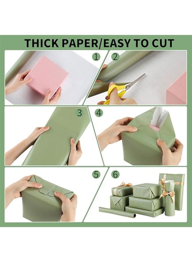 Wrapping Paper Roll 17 In X 9.8 Ft Sage Green Wrapping Paper Green Gift Wrap for Wedding,Baby Shower,Birthday,Christmas,Holiday - Image 4