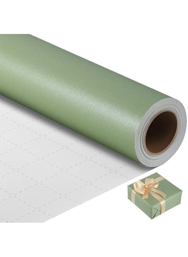 Wrapping Paper Roll 17 In X 9.8 Ft Sage Green Wrapping Paper Green Gift Wrap for Wedding,Baby Shower,Birthday,Christmas,Holiday - Image 1