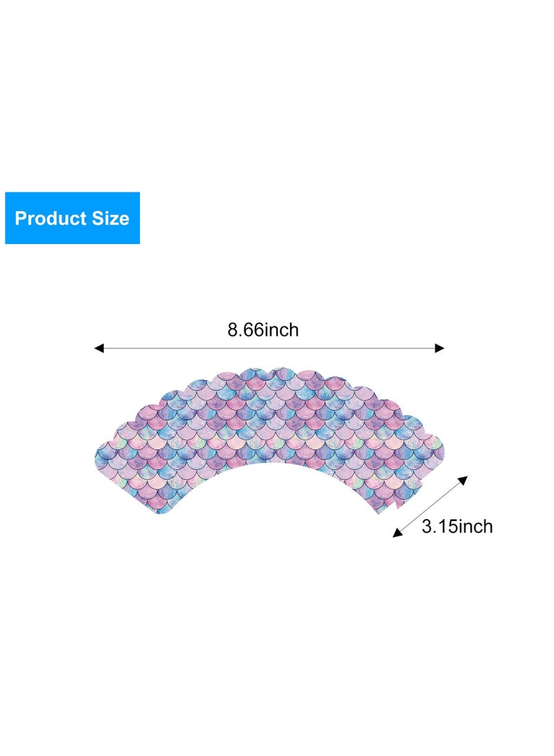 Zikra 24-Piece Mermaid Cupcake Toppers and Wrappers Set - Adorable Mermaid Tail Decorations for Under the Sea Theme Parties and Baby Showers - Image 3