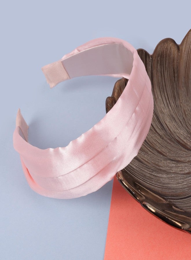 NNR Satin Drapped Hair Bands Satin Silk Scrunchies Hair Band For Girls Comfortable & Soft Hand Made Headband Beautiful Cute Fashion Accessories (Black+Pink) - Image 4