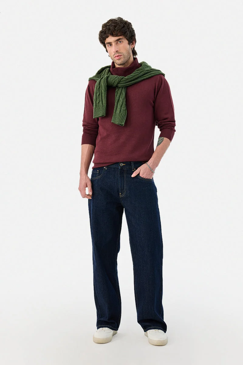 سنيتش كنزة قطنية % بياقة عالية ومقاس عادي