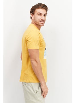 Tailored Recreation Men Crew Neck Short Sleeves Graphic Print T-Shirt, Mustard  - Image 2