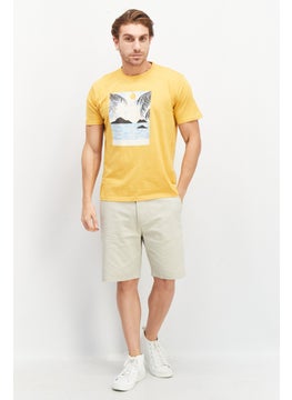 Tailored Recreation Men Crew Neck Short Sleeves Graphic Print T-Shirt, Mustard  - Image 3