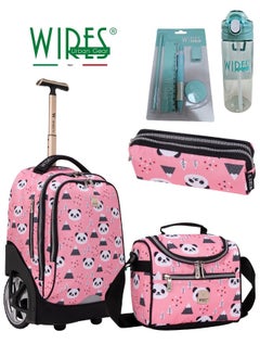 Wires 3 Piece Kids School Trolley Bag laptop compartment Big Wheels With Lunch bag & Pencil Case  - Image 1