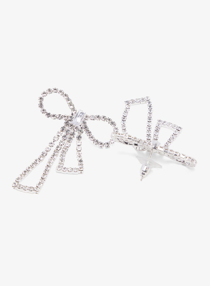 ELLA Bow Rhinestone Embellished Earrings - Image 1