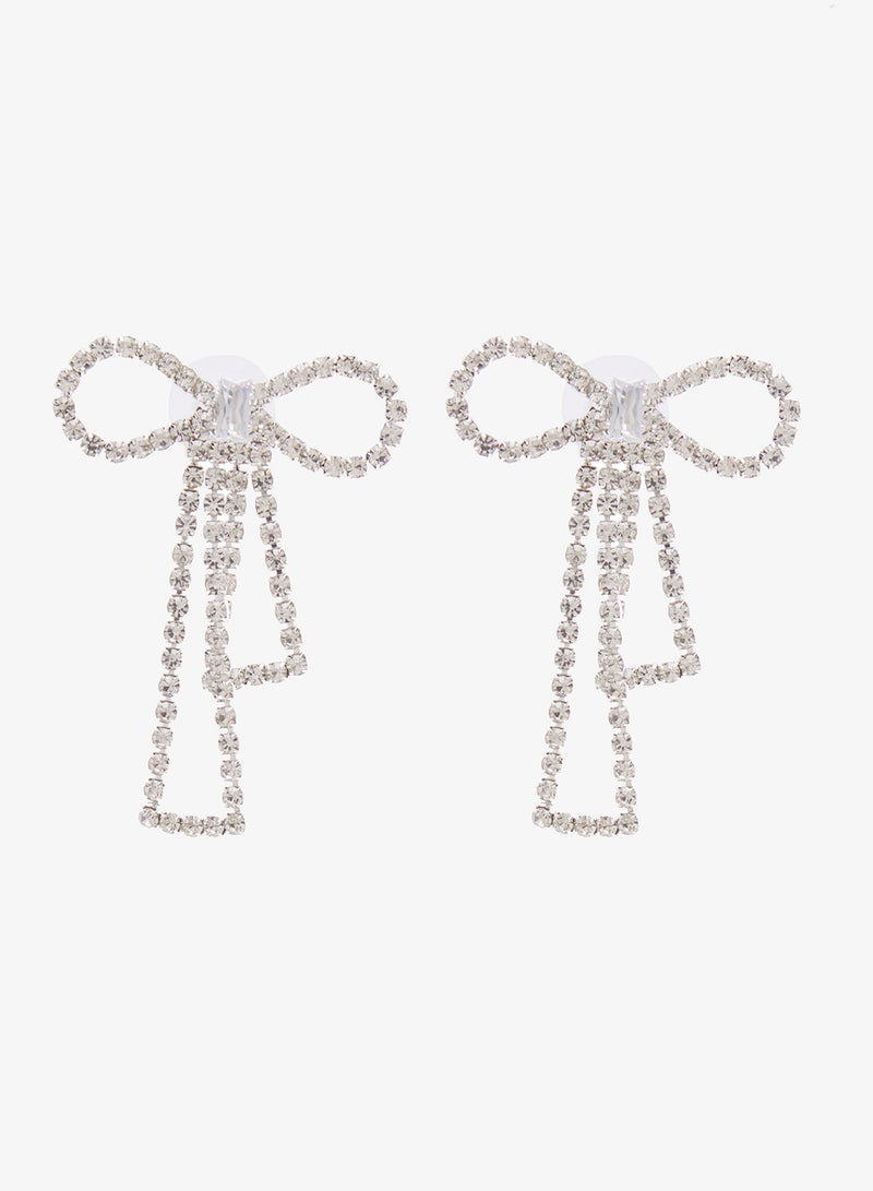 ELLA Bow Rhinestone Embellished Earrings - Image 2