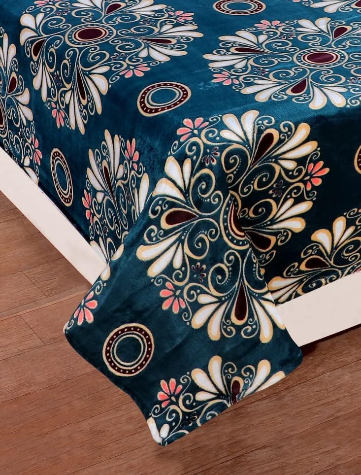 RD TREND 190 Gsm Flannel Warm Abstract Bedsheets For Winter,Double Flat Size 90 X 100 Inches,2 Pillow Covers 18 X 28 Inches(Teal Green,Double Flat), 300 TC - Image 4