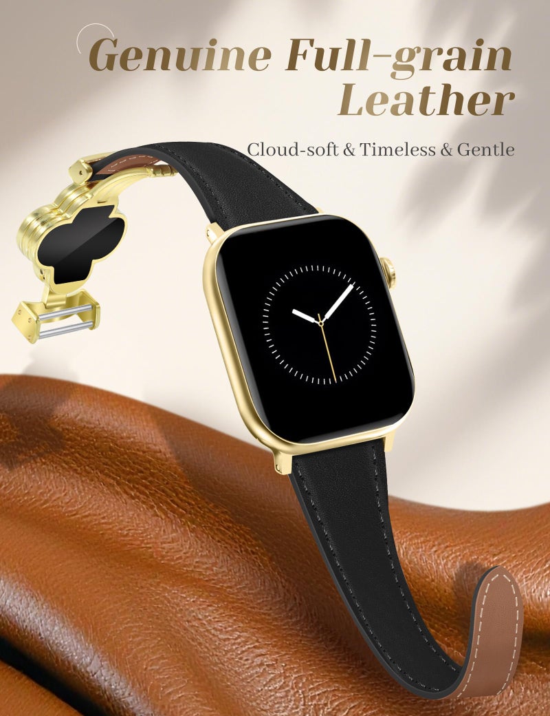MOINSPIRE Designer Slim Leather Bands Compatible with Apple Watch 38mm 40mm 41mm 42mm(S11/10)for Women, Four-Leaf Clover Cute Dressy Magnetic Watch Bands for iwatch Series Ultra/SE11/9/8/7/6/5/4/3/2/1 - Image 3