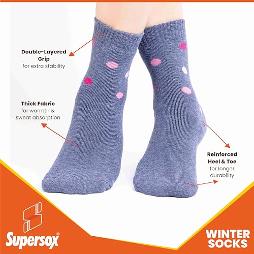 Supersox Unisex Winter Thermal Regular Length Socks for Kids (Boys & Girls), Made with Thermal Control Technology & Extra Cushioning For a Warmth & Cozy Feel, Ideal For Winter Wear (Pack Of 3) - Image 4