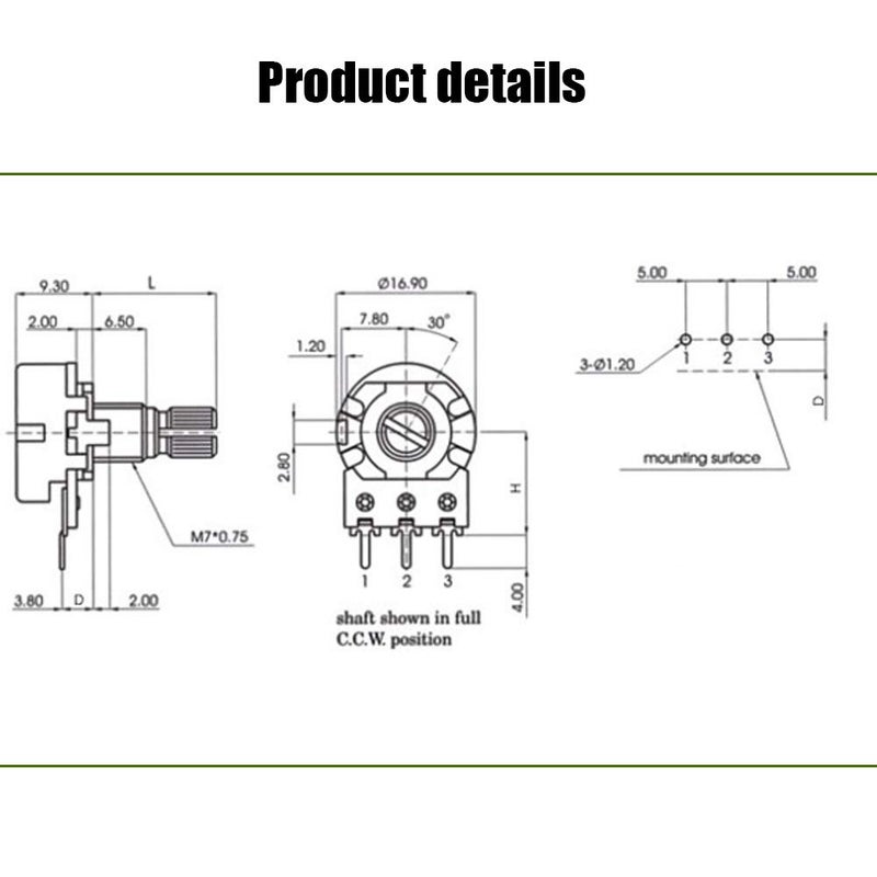 Comimark 10Pcs WH148 Type B10K Ohm Linear Taper Rotary Potentiometer Panel Pot 3 Pin - Image 2