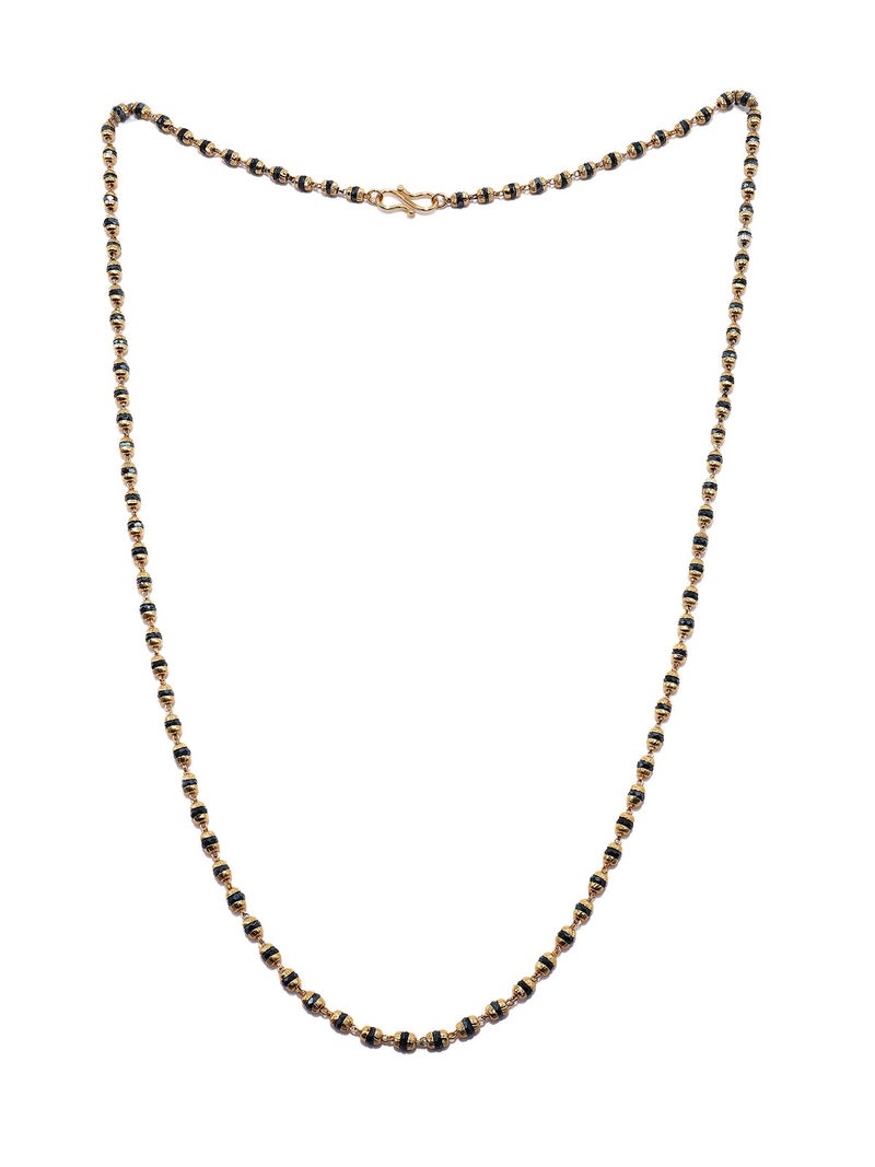 JHB Women Traditional Black Bead Chain and Gold Plated Neck Chain for Women & Girls Wedding, Engagement and Anniversary (Black and Golden) - Image 1