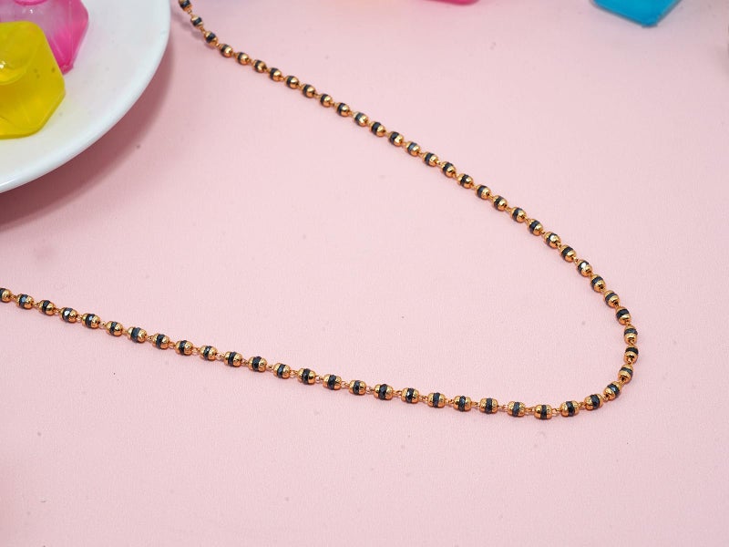 JHB Women Traditional Black Bead Chain and Gold Plated Neck Chain for Women & Girls Wedding, Engagement and Anniversary (Black and Golden) - Image 3