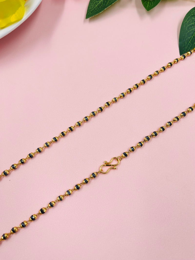 JHB Women Traditional Black Bead Chain and Gold Plated Neck Chain for Women & Girls Wedding, Engagement and Anniversary (Black and Golden) - Image 5