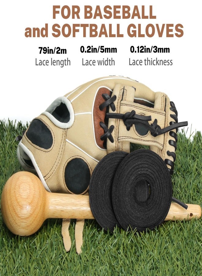 Aeesio Softball Baseball Glove Lace, Mitt Lace Repair Kit Includes 2 Leather Laces and Lacing Needle for Catcher's Glove (Black) - Image 4
