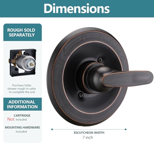 Ultrimkit Replacement for Delta 13/14 Series Shower Trim Kit, Shower Cover Plate with Handle (Valve& Catridge Not Inclued) (Oil Rubbed Bronze) - Image 5