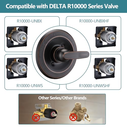 Ultrimkit Replacement for Delta 13/14 Series Shower Trim Kit, Shower Cover Plate with Handle (Valve& Catridge Not Inclued) (Oil Rubbed Bronze) - Image 3