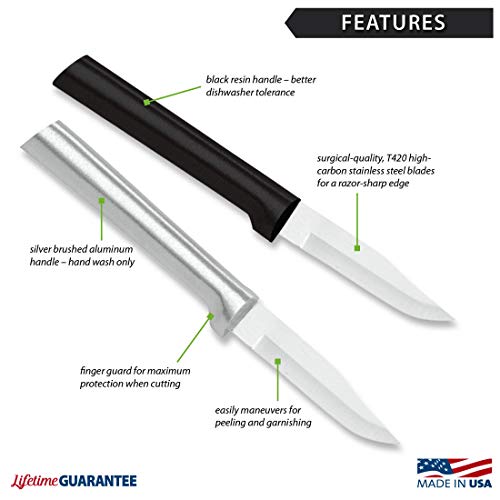 RADA Cutlery Peeling Paring Knife (R102), 2.5" Stainless Steel Hollow Ground Blade, Made in USA, Silver Handle - Image 2